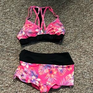 Pink gym to swim bathing suit that can also be worn to workout in!